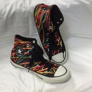 Satin, Neon Converse All Star High Tops.